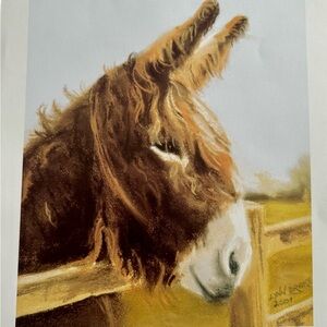 Brown and White Donkey Portrait Painting